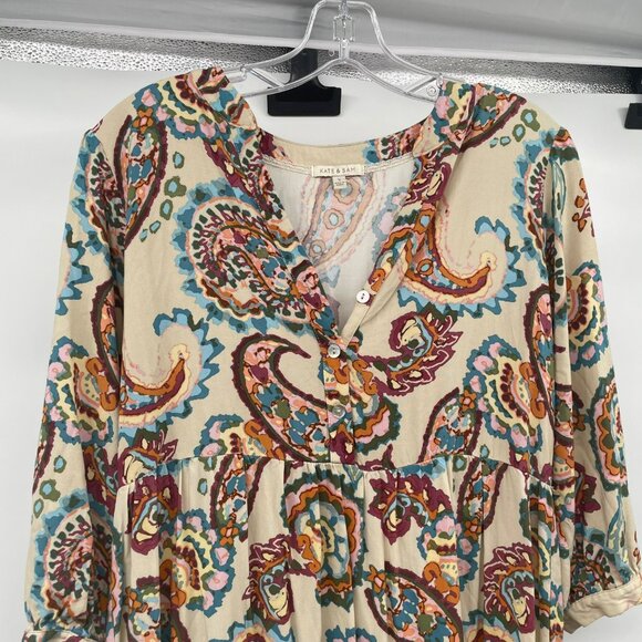 Kate & Sam Womens Paisley A-Line Dress 3/4 Sleeve Multicolor Size Small - Picture 2 of 9